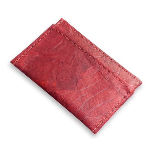 Cardholder in Leaf Leather - Berry Red