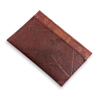 Cardholder in Leaf Leather - Chestnut Brown