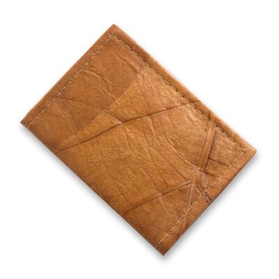 Porte-cartes à deux volets en cuir feuille - Orange cannelle