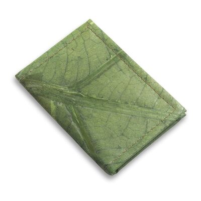 Bifold-Kartenetui aus Blattleder – Blattgrün