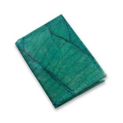 Porta Carte Bifold in Pelle Foglia - Verde Acqua