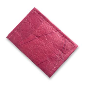 Porte-cartes à deux volets en cuir feuille - Corail rose 1