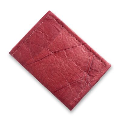 Porte-cartes à deux volets en cuir feuille - Rouge baie