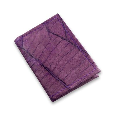 Bifold-Kartenetui aus Blattleder – Dunkles Lavendel
