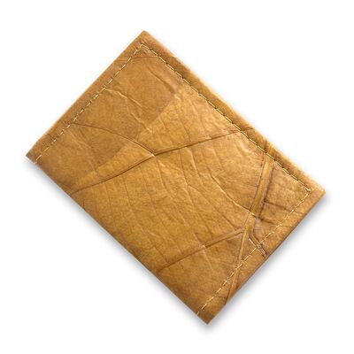 Porte-cartes à deux volets en cuir feuille - Jaune toscan