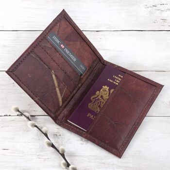 Etui Passeport en Cuir Feuille - Marron Châtaigne 4