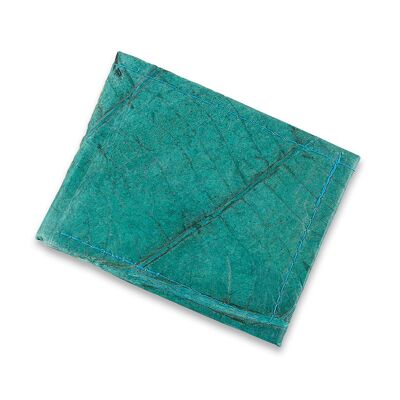 Herrenbrieftasche aus Blattleder - Blaugrün