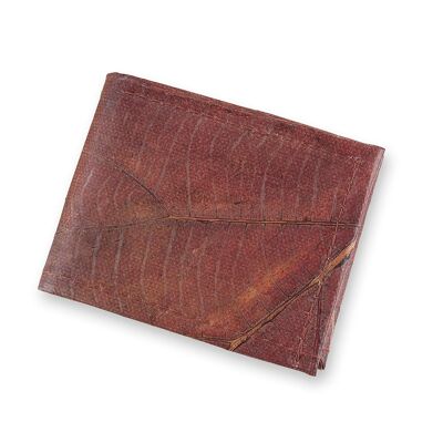 Vegan Teak Leaf Leather Men's Wallet - Chestnut Brown