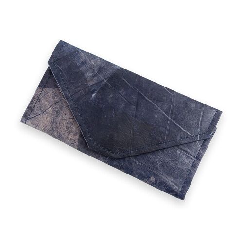 Ladies Continental Wallet in Leaf Leather - Midnight Blue