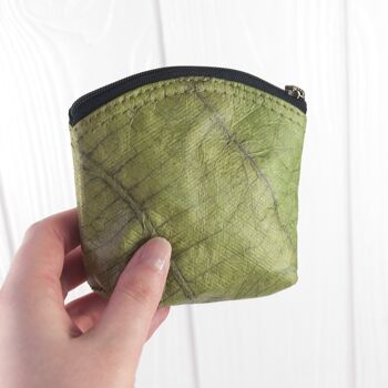 Mini Porte-Monnaie en Cuir Feuille - Vert Feuille 7