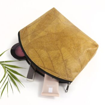 Trousse de Maquillage Moyenne en Cuir Feuille - Jaune Toscan 5