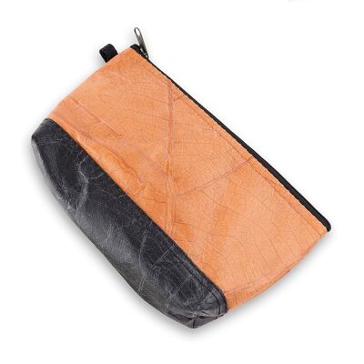 Riverside Wash Bag in Leaf Leather - Cinnamon Orange