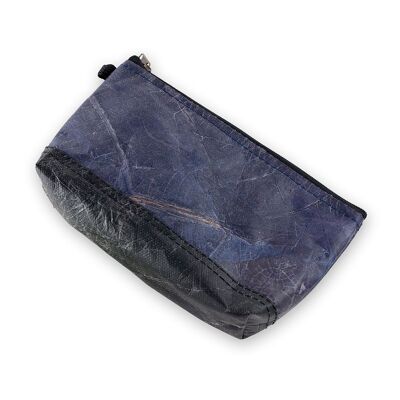 Trousse de Toilette Riverside en Cuir Feuille - Bleu Nuit