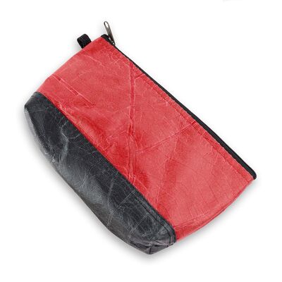 Riverside Wash Bag in Leaf Leather - Berry Red