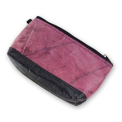 Riverside Wash Bag in Leaf Leather - Dark Lavender