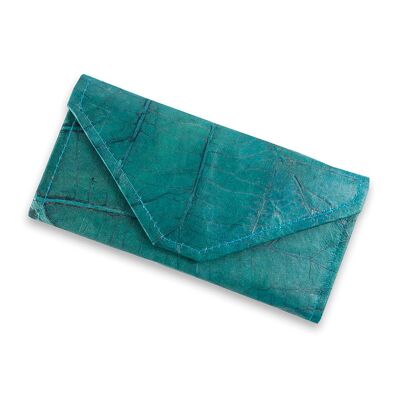 Cartera continental de mujer de cuero de hoja de teca vegana - Verde azulado