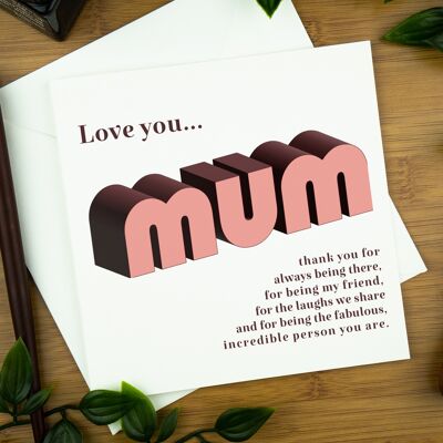 Retro-Grußkarte: Ich liebe dich Mama.