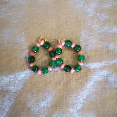 Boucles d'oreilles Lauren vert/rose