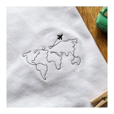 Around the world embroidered t-shirt