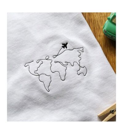 Around the world embroidered t-shirt
