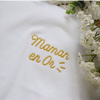 Gold Mom Embroidered T-Shirt