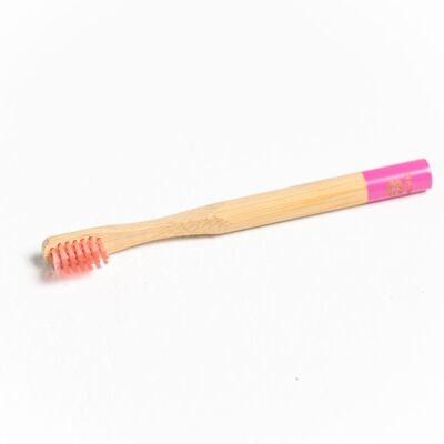 Cepillo de dientes de bambú rosa bebé