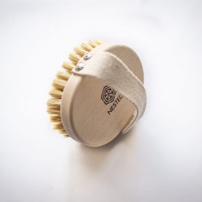 Brosse corps poils de porc manche beige