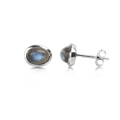 Oval Labradorite Studs in Sterling Silver