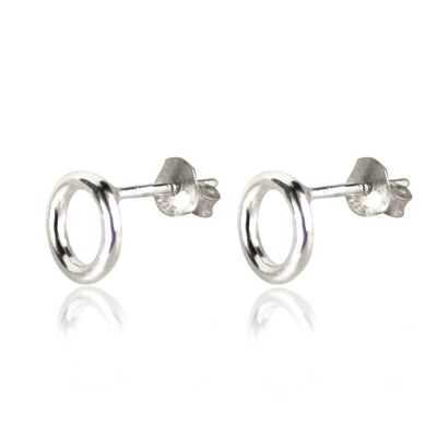 Plain Small Circle Studs with Butterfly Fastening in Sterling Silver