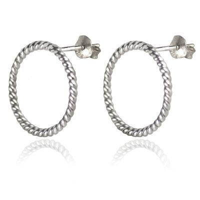 Twisted Wire Big Circle Stud with Butterfly Fastening in Sterling Silver