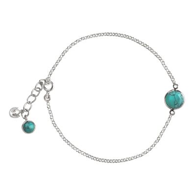 Turquoise Chain Bracelet In Sterling Silver