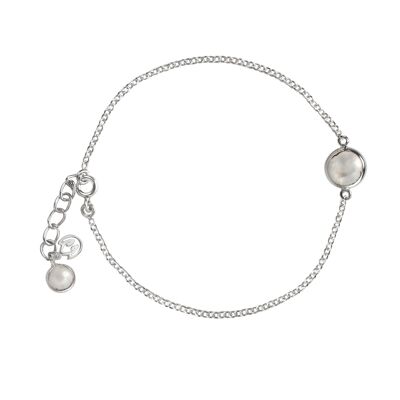 Moonstone Chain Bracelet In Sterling Silver