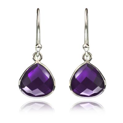 Teardrop Earrings with Amethyst Gemstones in Sterling Silver