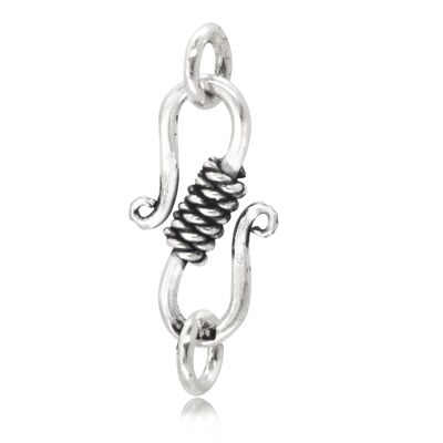 S Hook Clasp Finding for Necklace or Bracelet, in Sterling Silver – 20mm