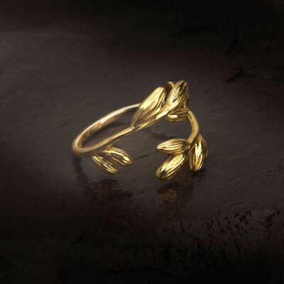 Adjustable Leaf Ring in Gold Vermeil