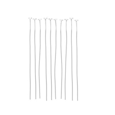 Disc-Head Pins in Sterling Silver – 50mm Long - 10 pcs