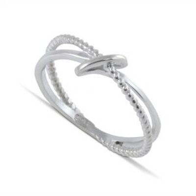 Infinity Sign Ring with Plain and Beaded Wires in Sterling Silver