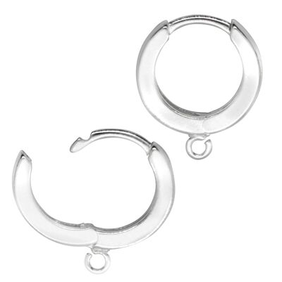 Hinged Huggie Hoop Earring Findings in Sterling Silver – 14mm Diameter - 1 pair