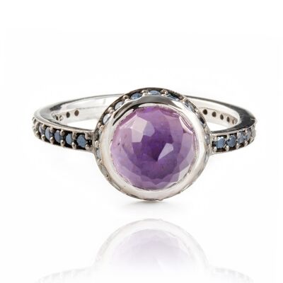 Istanbul Secret Amethyst and Black Spinel Ring in Sterling Silver
