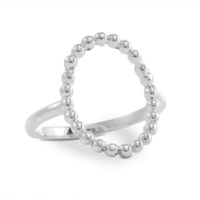 Beaded Oval Ring in Sterling Silver