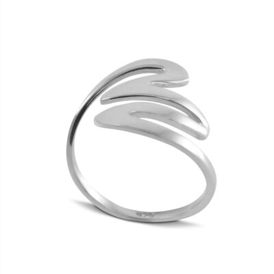 Wave ring in sterling silver, Curved ring