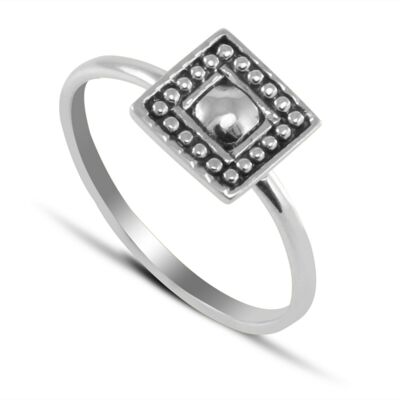 Square Mandala Ring in Sterling Silver