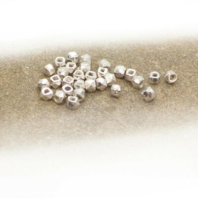 Faceted Round Hollow Beads in 925 Sterling Silver – 2mm Diameter - 20 pcs