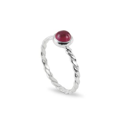 July Birthstone Ring with Genuine Ruby in Silver