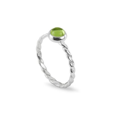 August Birthstone Ring with Peridot in Sterling Silver