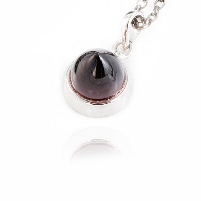 Istanbul Wine Garnet Pendant Necklace in Sterling Silver - 16"+2"