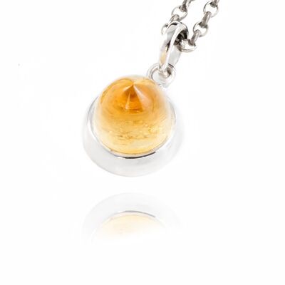 Istanbul Spice Citrine Pendant Necklace in Sterling Silver - 20"+2"
