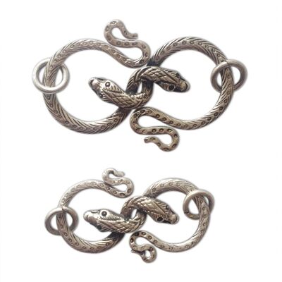 Handmade Necklace Connector or Pendant Snake Design in 925 Sterling Silver Short