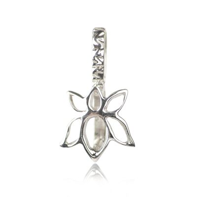 Lotus Flower Pendant Pinch Bail in Sterling silver - 3 pcs