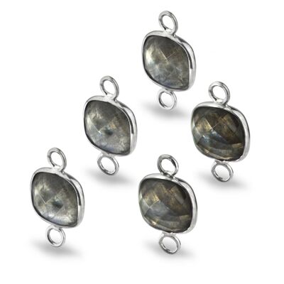 Cushion Shaped 10mm Faceted Labradorite Connectors - 1 pc